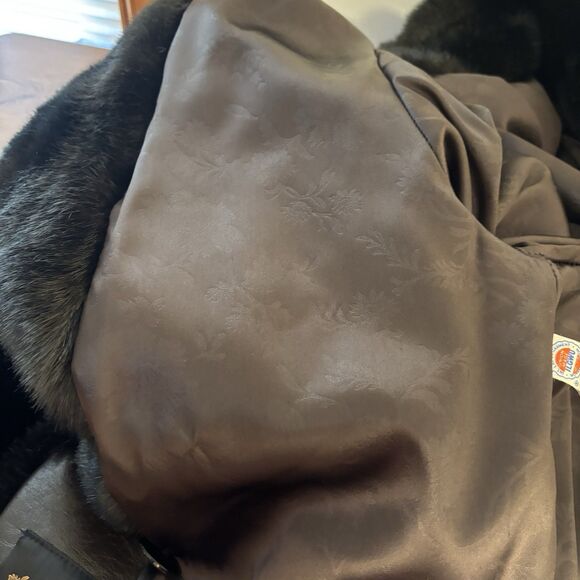VTG 50s Hillmoor New York Faux Mink Fur Coat Black Brown Mid Century USA Made - Picture 10 of 13